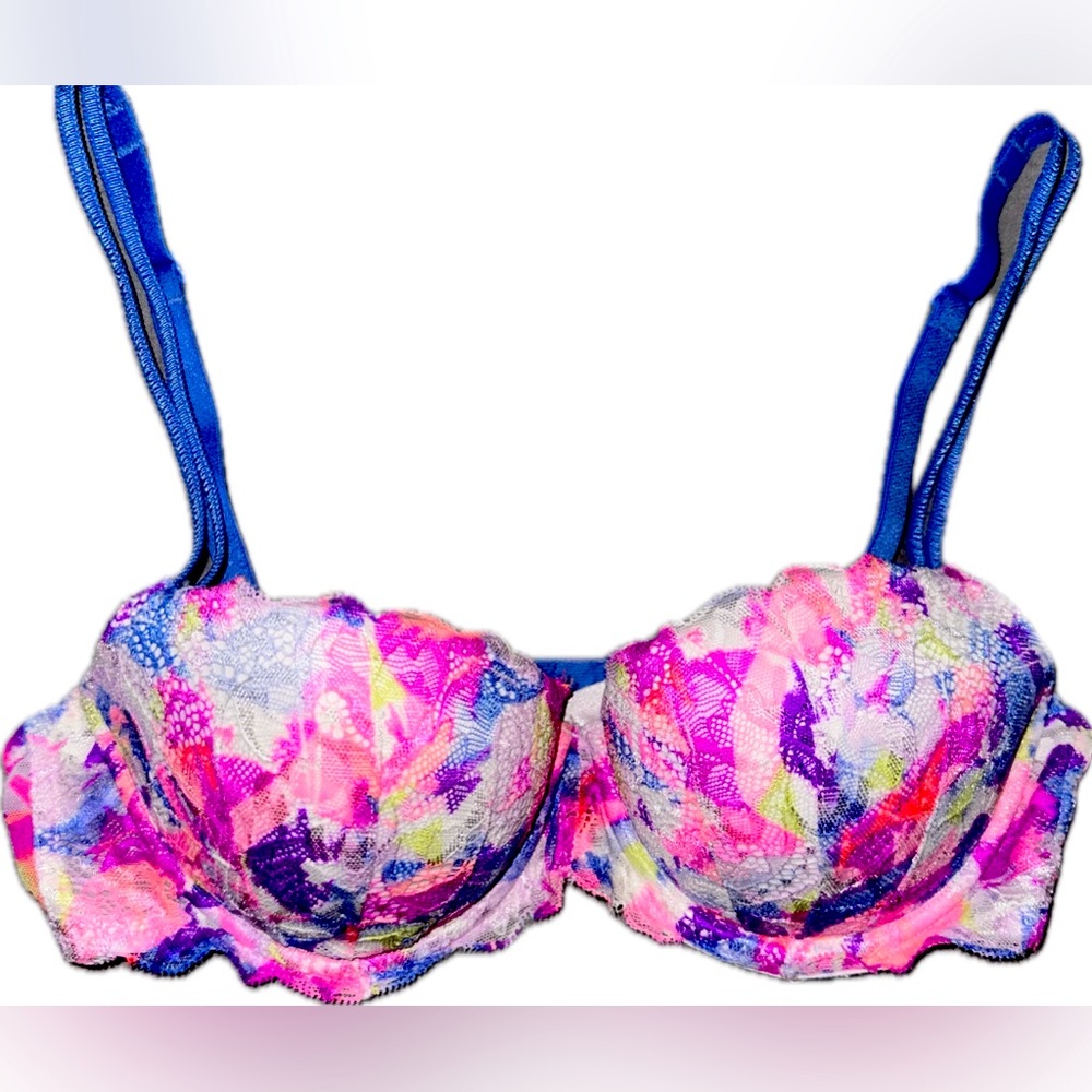 Victoria’s Secret PINK Bright Pinks & Purple Lacey Push Up Bra